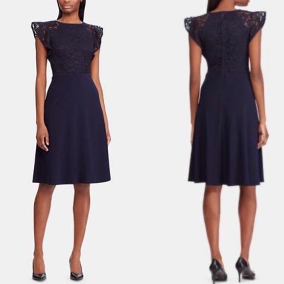 🆕 Lauren Ralph Lauren Petite Lace-Bodice Dress